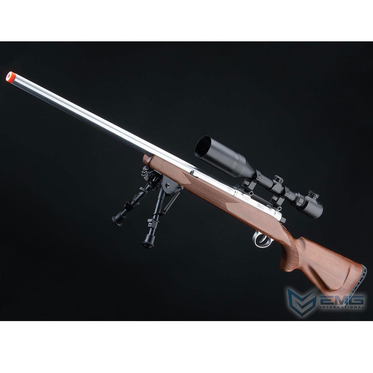 EMG Barrett Fieldcraft Precision Bolt-Action Airsoft Sniper Rifle w/ Featherweight Zero Trigger - Real Wood w/ Stainless Barrel