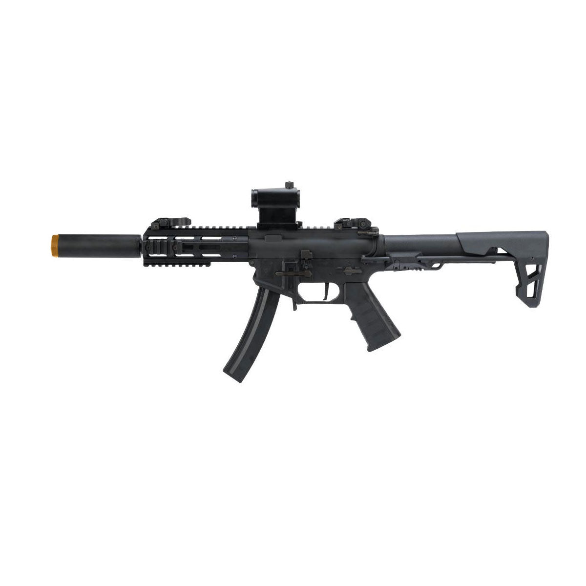 King Arms PDW 9mm SBR Airsoft AEG Rifle - Silenced M-LOK - Black