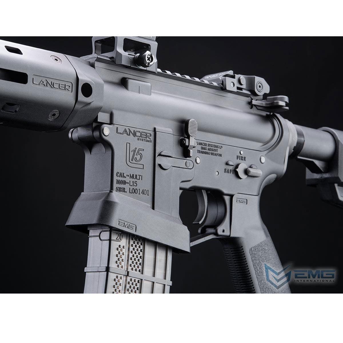 EMG Lancer Systems Licensed L15 Defense Airsoft AEG Rifle - Black Handguard - 8"