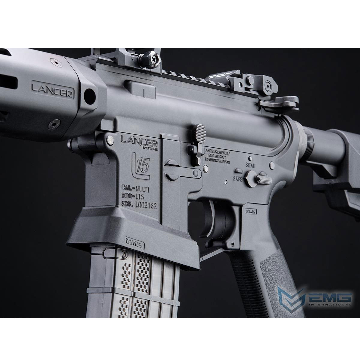 EMG Lancer Systems Licensed L15 Defense Airsoft AEG Rifle with Black 12" Handguard