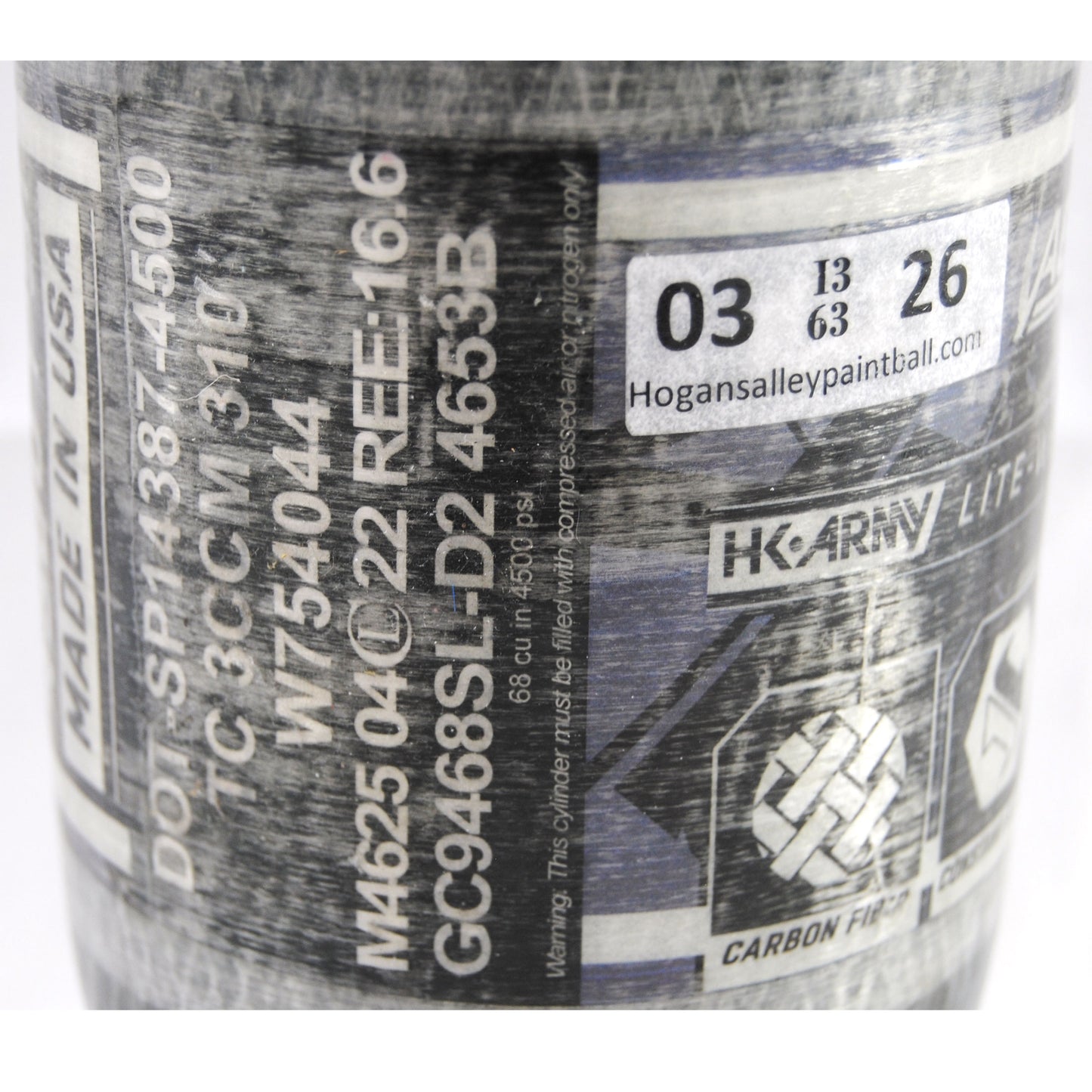 Used HK Army Compressed Air 68ci/4500psi Aerolite Tank - Grey