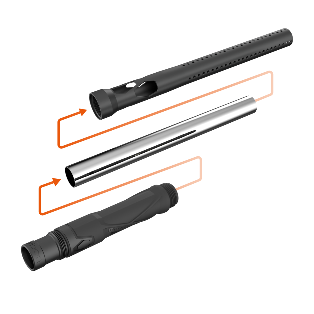 CRBN Carbon IC Paintball Barrel - Black - LUXE Thread