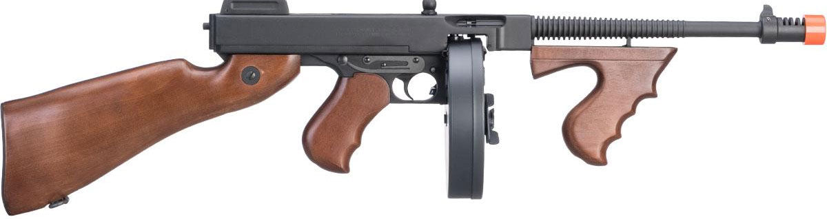 Cybergun Licensed Thompson "Chicago Typewriter" M1928 Pattern Airsoft AEG Rifle w/ MOSFET - Real Wood