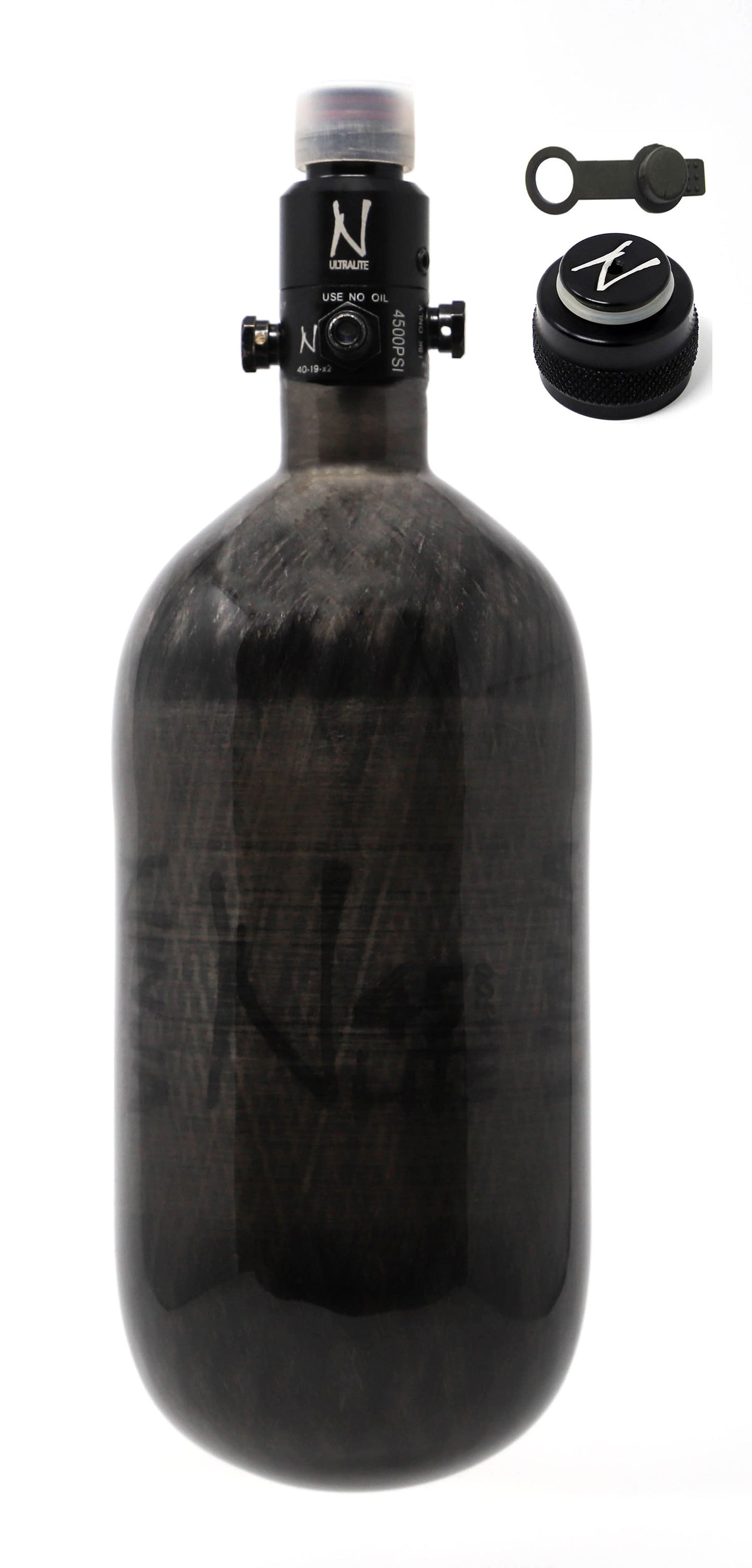 Ninja 45ci 4500psi HPA Tank with Thread Protector/Nipple Cover - Translucent Black - Ninja Paintball