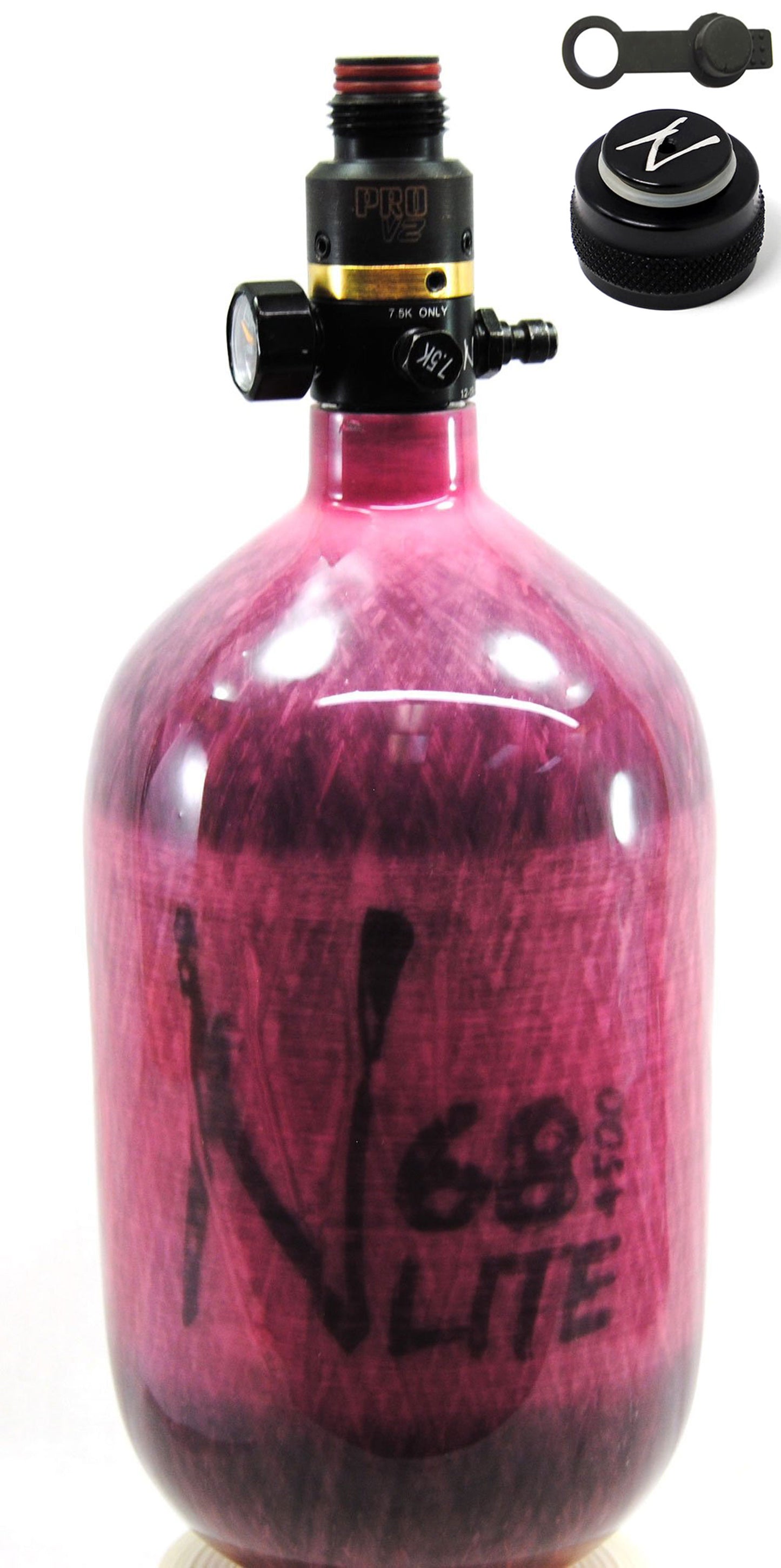 Ninja 68ci 4500psi HPA Tank with Thread Protector/Nipple Cover - Translucent Pink - Ninja Paintball