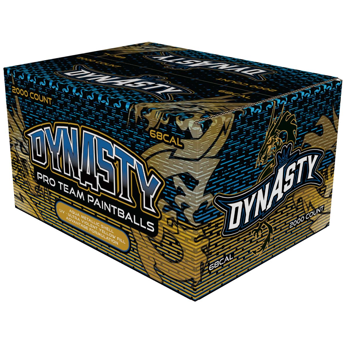 2000 Count Dynasty Advantage Paintballs - Metallic Aqua Shell - Ultra Violent Yellow Fill BANANA SCENTED - NO SHIPPING