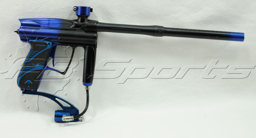 Used Angel A1 Paintball Marker Blue Shocktech Drop Forward Blue Barrel Tip - Angel Paintball Sports
