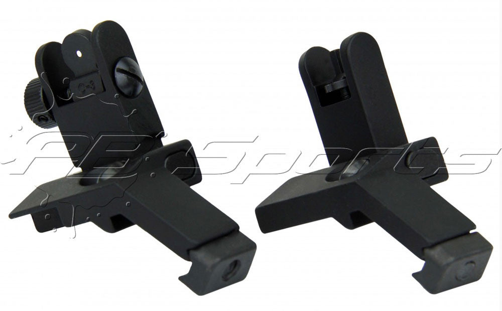 TacFire Front & Rear 45 Degree Spring Loaded Airsoft Flip-Up Iron Sights - TACFIRE