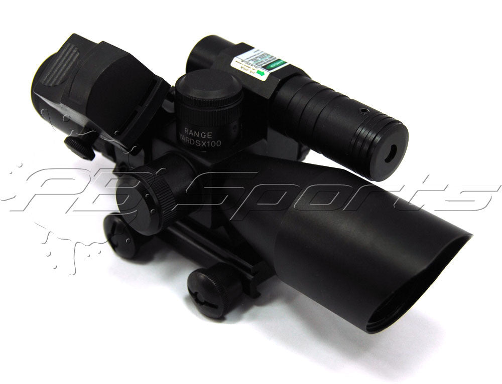 TacFire 2.5-10x40 Dual ILL Scope w/Green Laser w/Mini Red Dot - TACFIRE