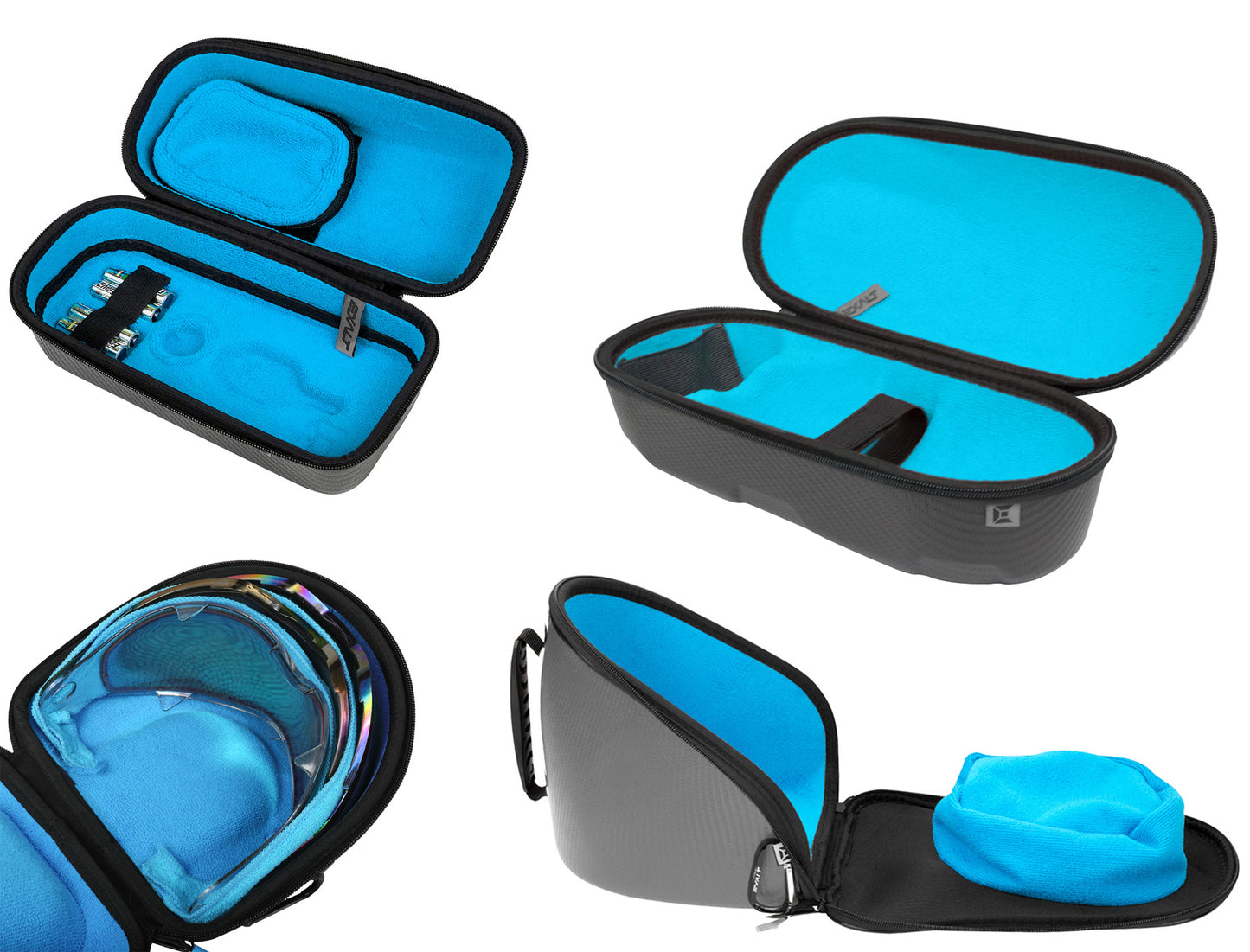 Exalt LE Universal Carbon V3 Goggle & V3 Lens & Loader & Tank Case - Charcoal Grey / Cyan Microfiber - Exalt