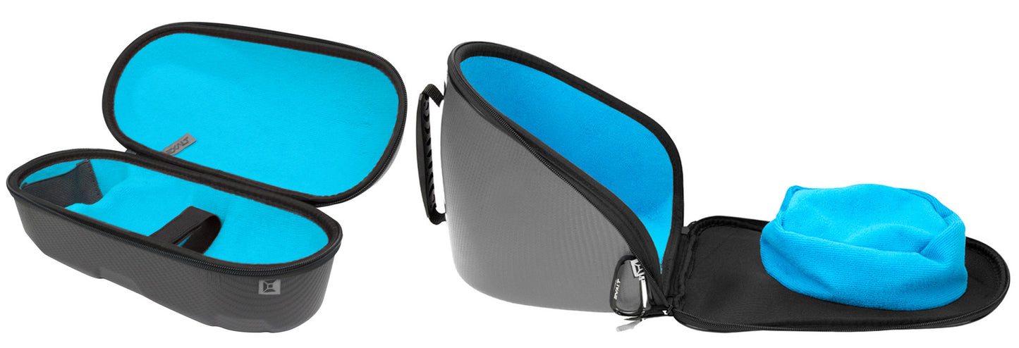 Exalt LE Universal Carbon V3 Goggle & Tank Case - Charcoal Grey / Cyan Microfiber - Exalt