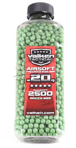 Valken Green Airsoft BBs 6mm .20 gram 2500 count seamless high quality polished - Valken