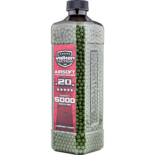Valken Green Airsoft BBs 6mm .20 gram 5000 count seamless high quality polished - Valken