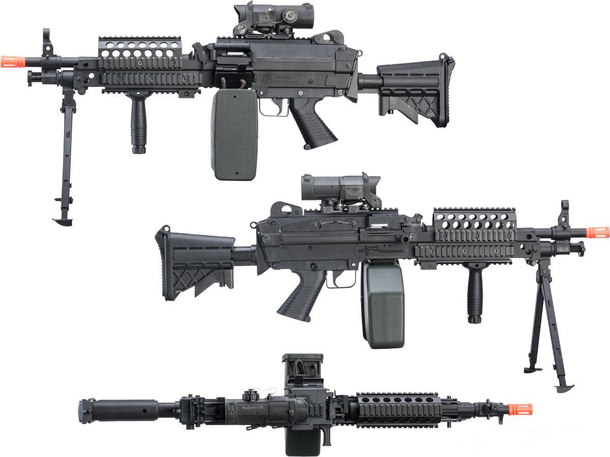 A&K / Cybergun FN Licensed "Middleweight" M249 SAW Version MK46 Airsoft Machine Gun - Black