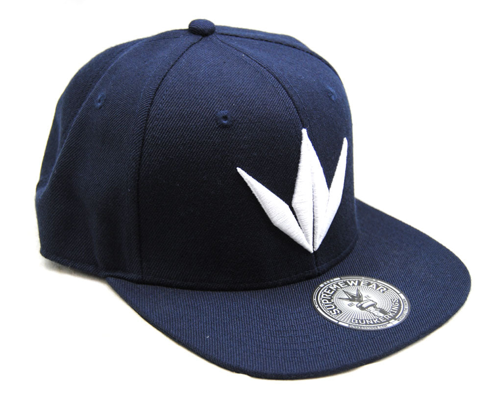 Bunker Kings Crown Adjustable Snapback Hat Navy Blue/White - One Size Fits Most - Bunker Kings