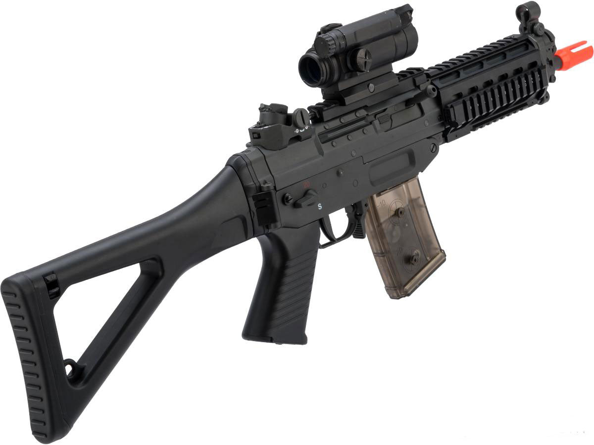 Cybergun / Swiss Arms Licensed SG552 Commando EBB Airsoft AEG Rifle w/ Quad Rail - Black
