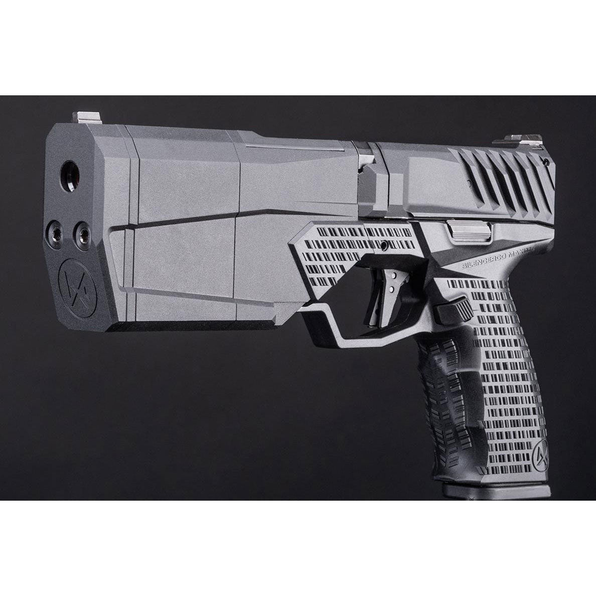 KRYTAC SilencerCo Licensed Maxim 9 Integrally Suppressed Green Gas Blowback Airsoft Pistol - Black