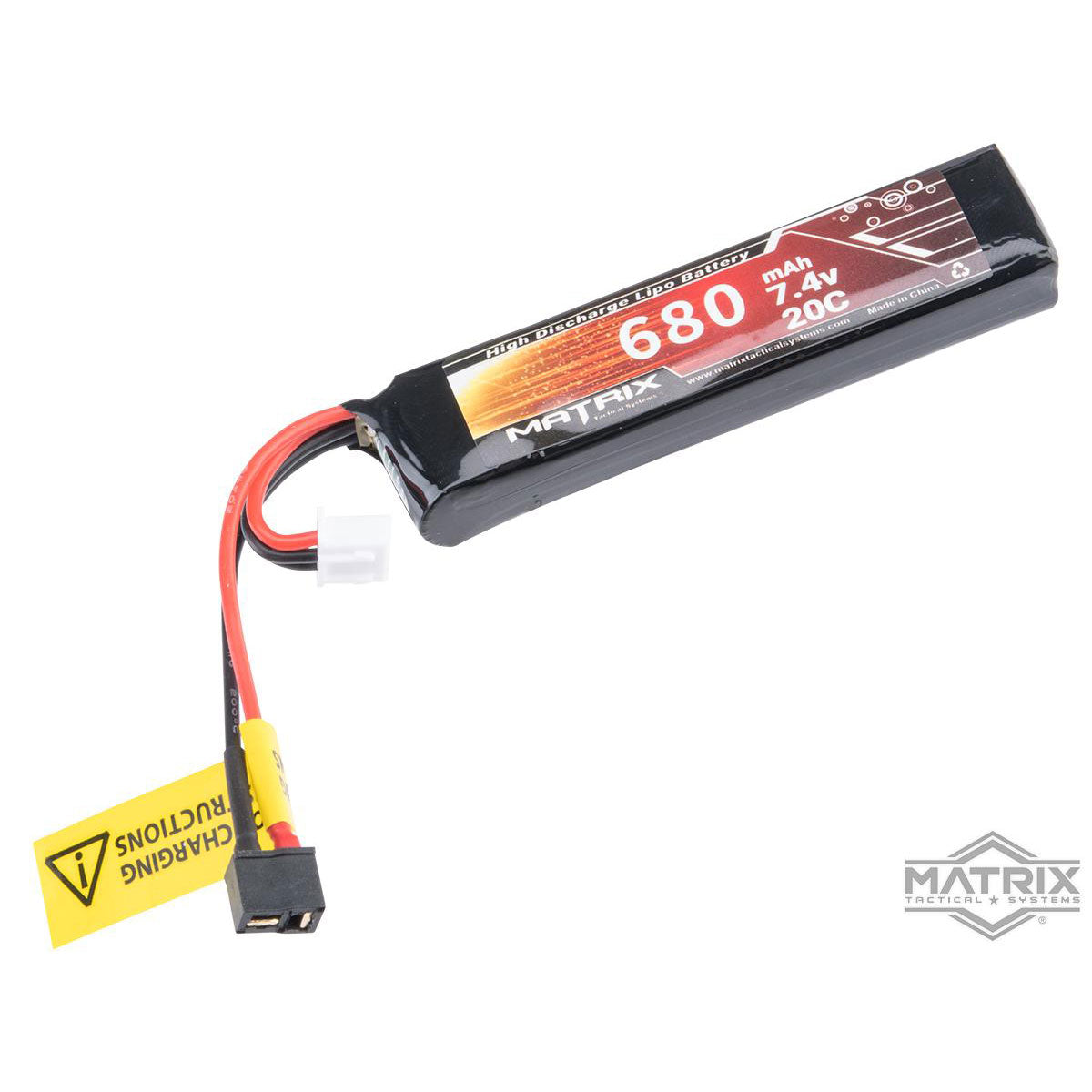 Matrix 7.4v 680mAh LiPo Battery for CYMA AEP Airsoft Guns - Mini For Deans - T-Plug Connector