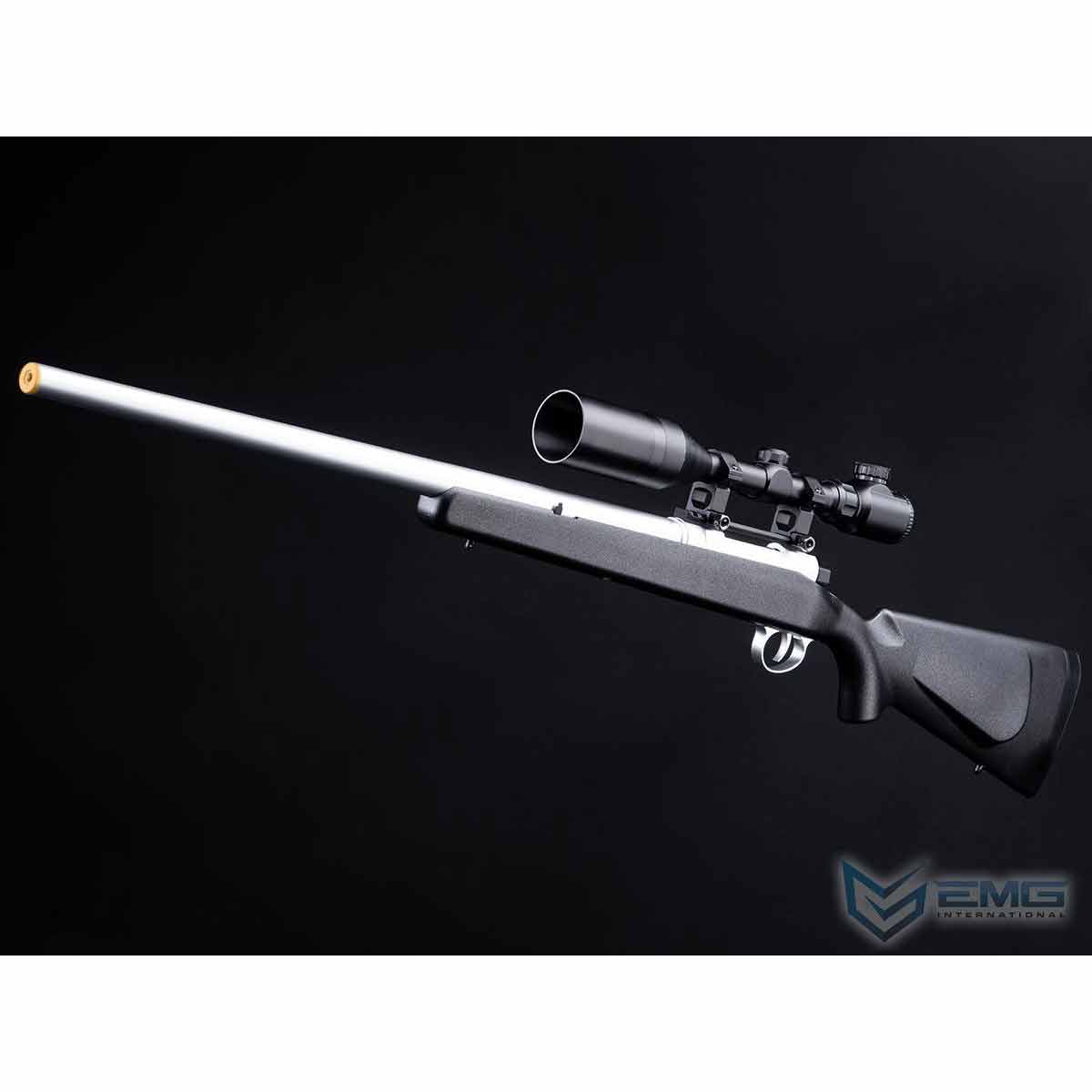 EMG Barrett Fieldcraft Precision Bolt-Action Airsoft Sniper Rifle w/ Featherweight Zero Trigger - Black w/ Stainless Barrel