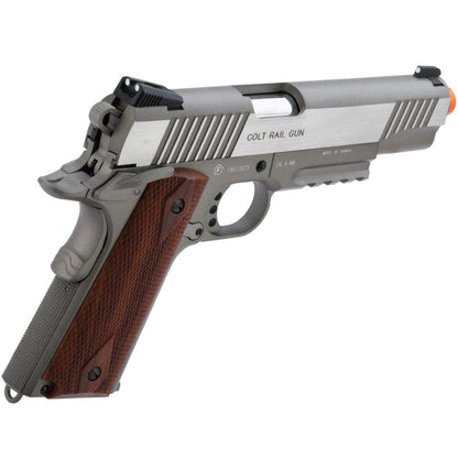 Colt Licensed 1911 Tactical Full Metal CO2 Airsoft Gas Blowback Pistol by KWC - Stainless Railed
