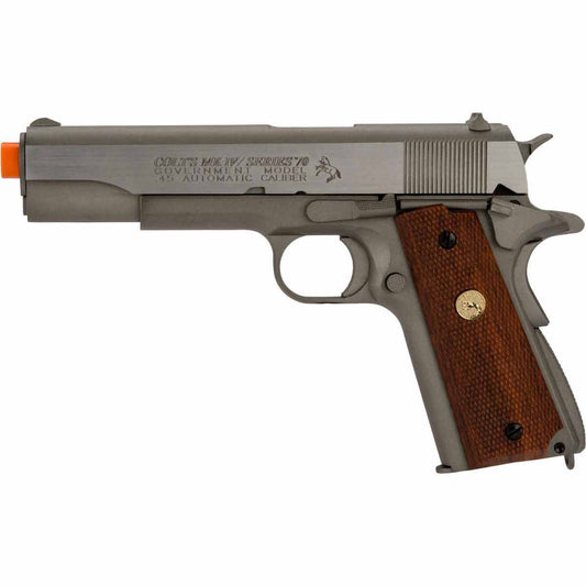 Colt Licensed 1911 Tactical Full Metal CO2 Airsoft Gas Blowback Pistol by KWC - Stainless Classic