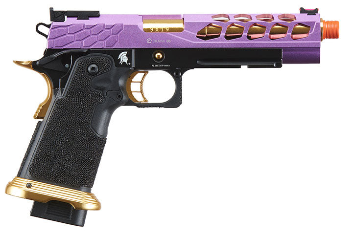 Lancer Tactical Knightshade Hi-Capa Gas Blowback Airsoft Pistol - Black, Purple, & Gold