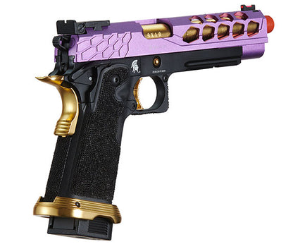 Lancer Tactical Knightshade Hi-Capa Gas Blowback Airsoft Pistol - Black, Purple, & Gold