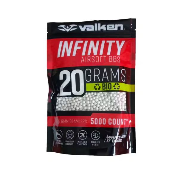 Valken Infinity BIO BBs 1kg Bag - White