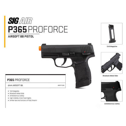SIG Sauer ProForce P365 CO2 Powered Airsoft Training Use GBB Pistol