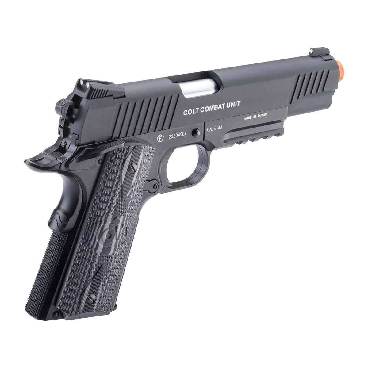 Cybergun Colt Licensed 1911 "Combat Unit" CO2 Powered Airsoft Gas Blowback Pistol - Black / Government