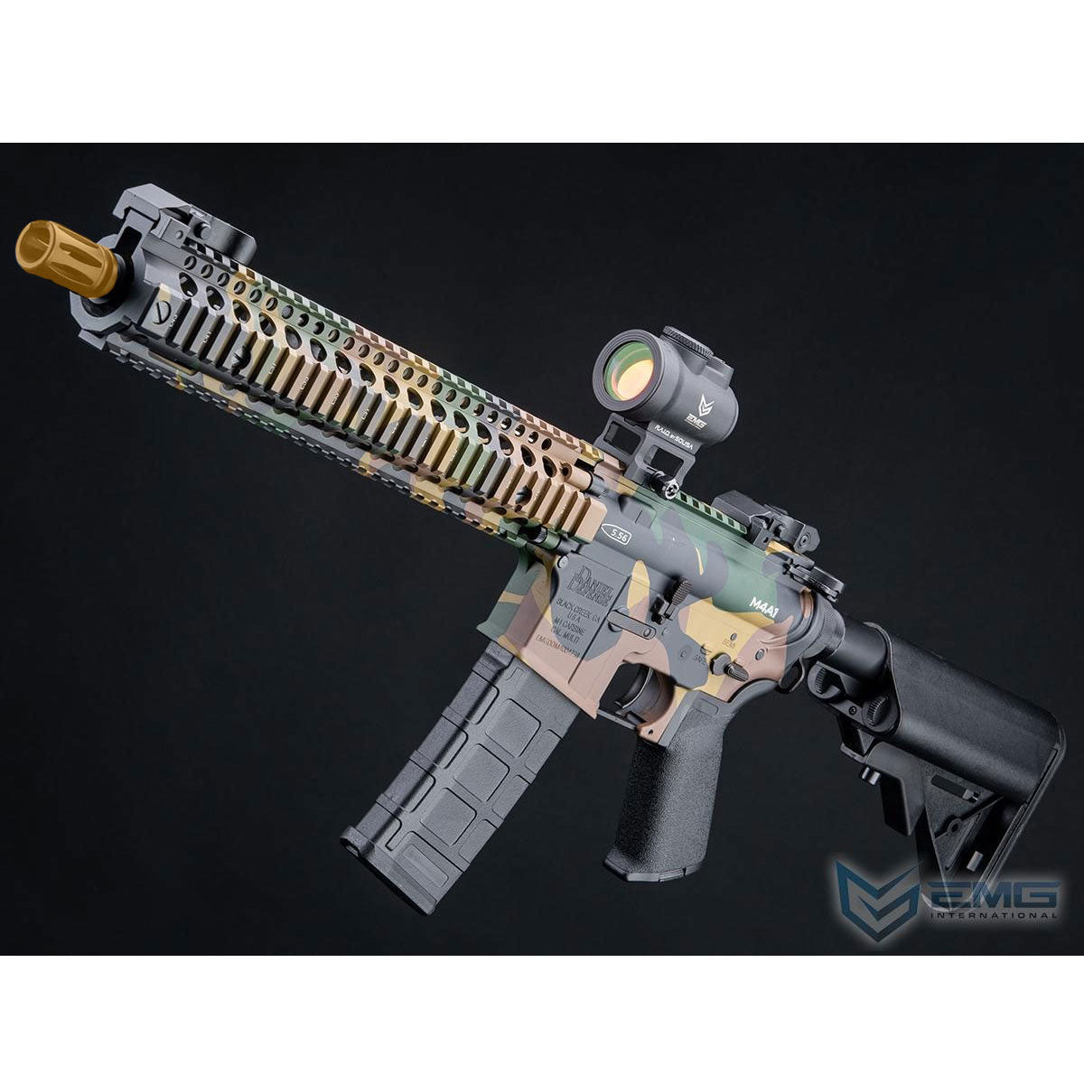 EMG Daniel Defense Licensed DDM4 Airsoft AEG Rifle w/ CYMA Platinum QBS Gearbox - DDM4A1 - 400 FPS - Woodland