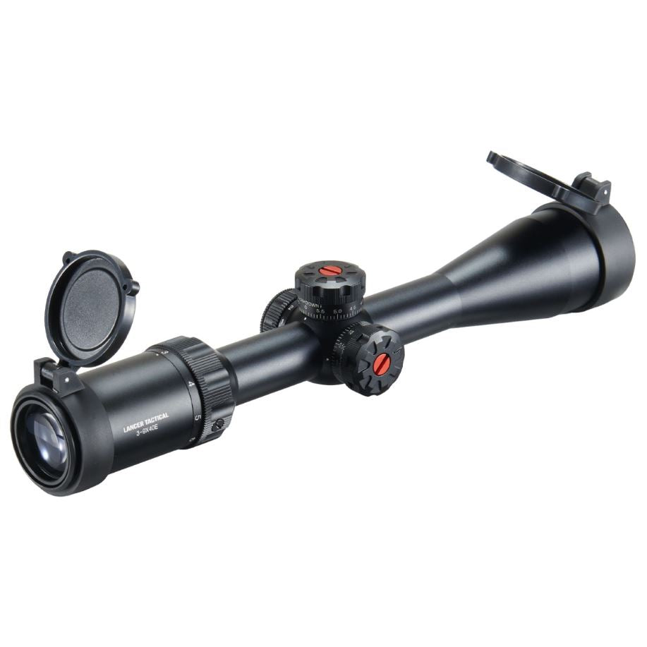Lancer Tactical 3-9x40E Variable Power Airsoft Rifle Scope w/ Mount Rings - Black