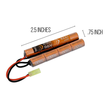 Lancer Tactical Airsoft NiMH 9.6v 1600 mAh Nunchuck Battery