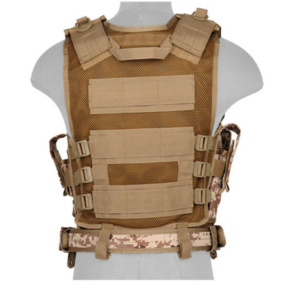 Lancer Tactical 1000D Nylon Airsoft Combat Vest w/Holster - Desert Digital