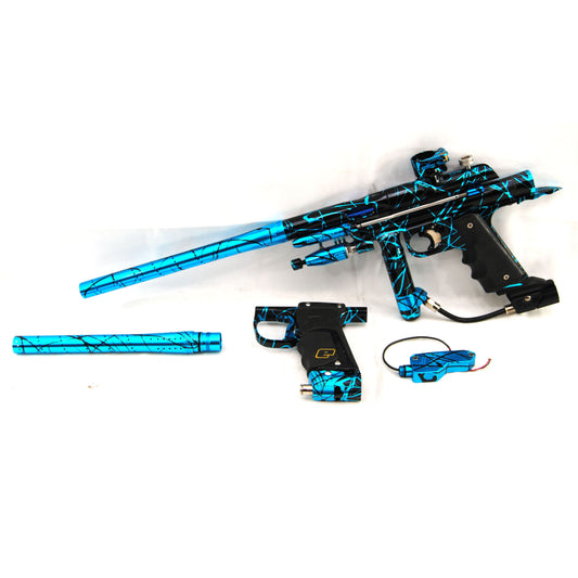 Used Inception Designs FLE Midblock Autococker with E2 E-Blade - Teal Black Splash