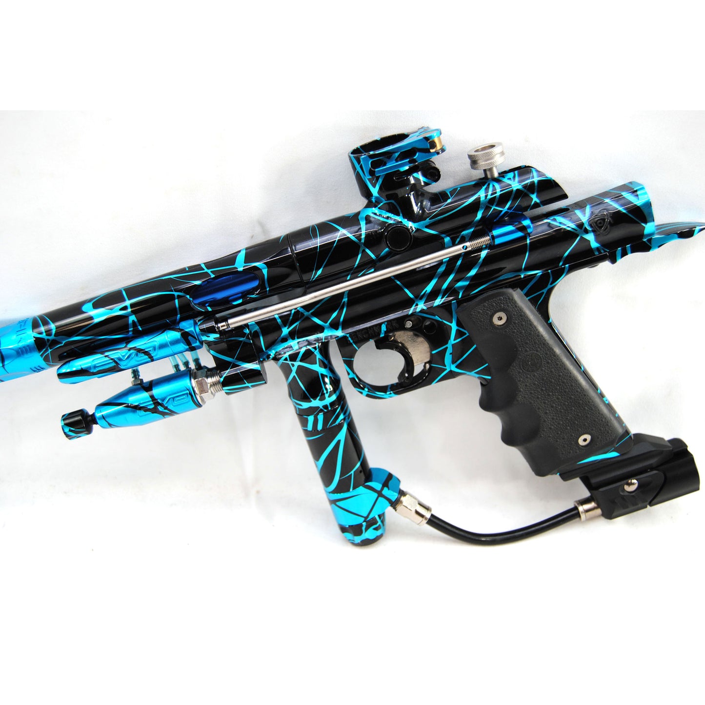 Used Inception Designs FLE Midblock Autococker with E2 E-Blade - Teal Black Splash