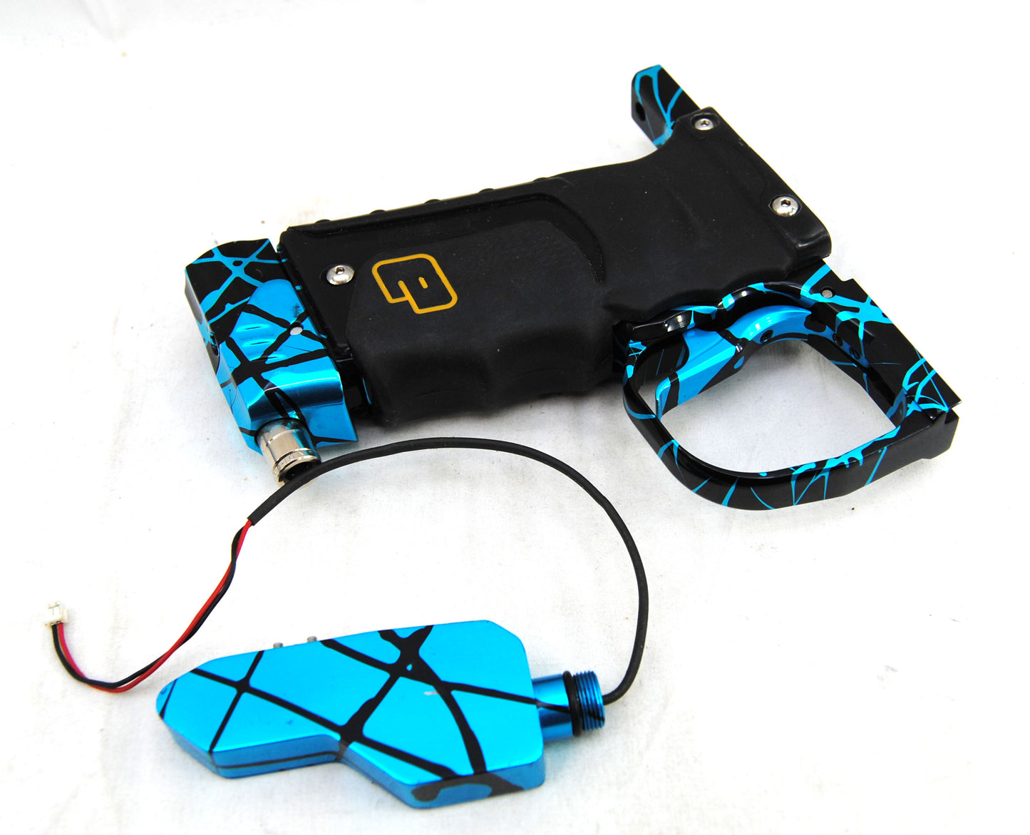 Used Inception Designs FLE Midblock Autococker with E2 E-Blade - Teal Black Splash