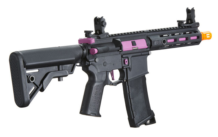 Lancer Tactical Gen 3 Hellion 7" M-LOK Airsoft AEG Rifle w/ Crane Stock - Black & Purple