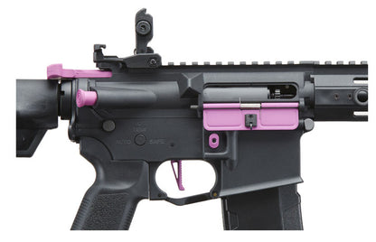 Lancer Tactical Gen 3 Hellion 7" M-LOK Airsoft AEG Rifle w/ Crane Stock - Black & Purple