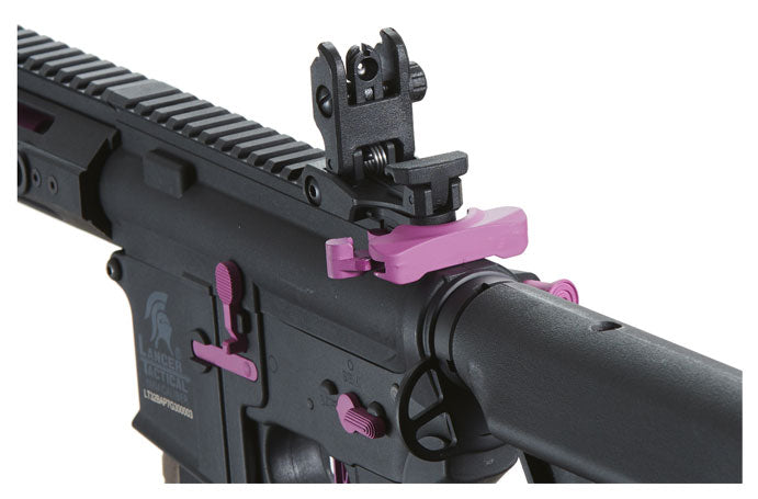 Lancer Tactical Gen 3 Hellion 7" M-LOK Airsoft AEG Rifle w/ Crane Stock - Black & Purple