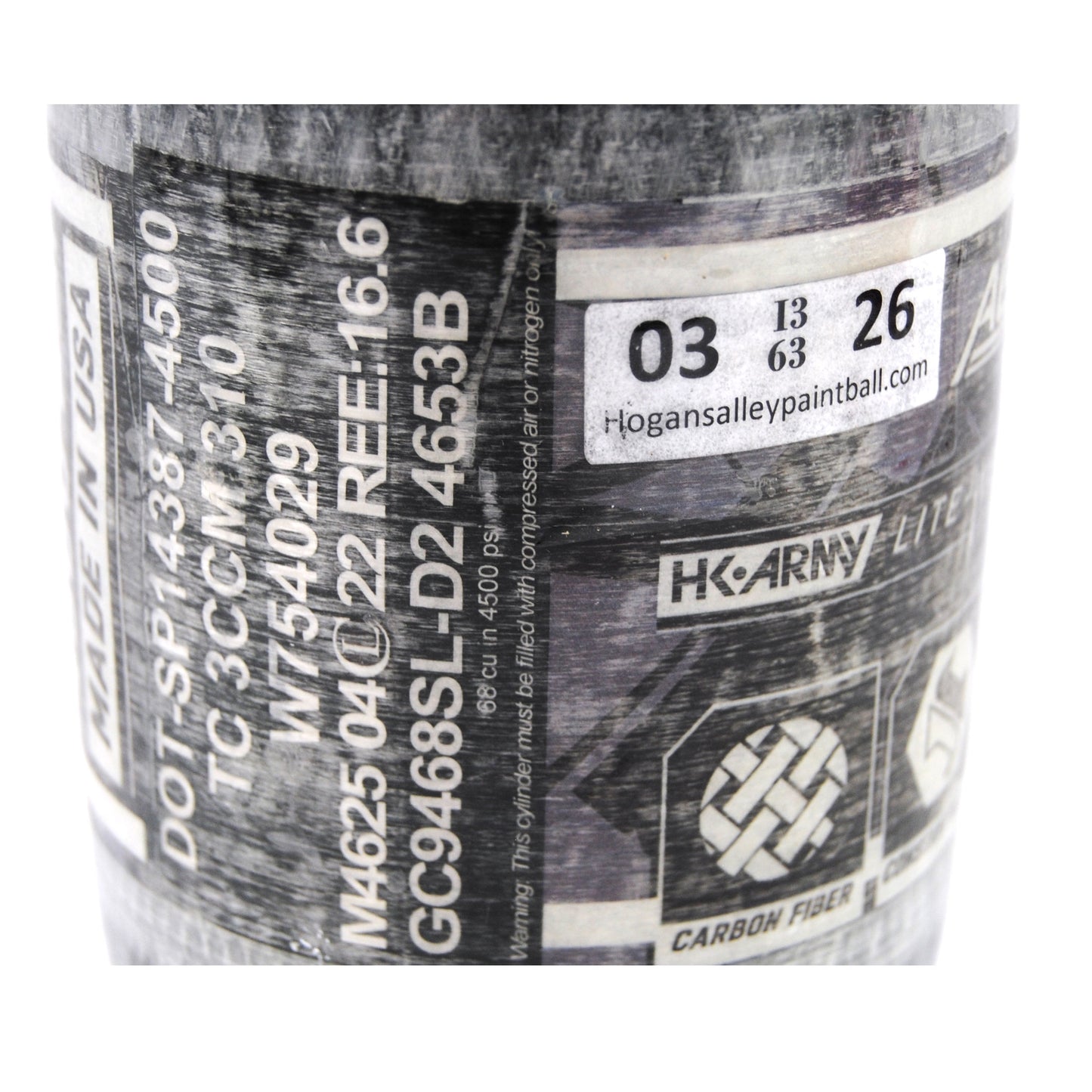 Used HK Army Aerolite Compressed Air 68ci/4500psi Tank - Grey