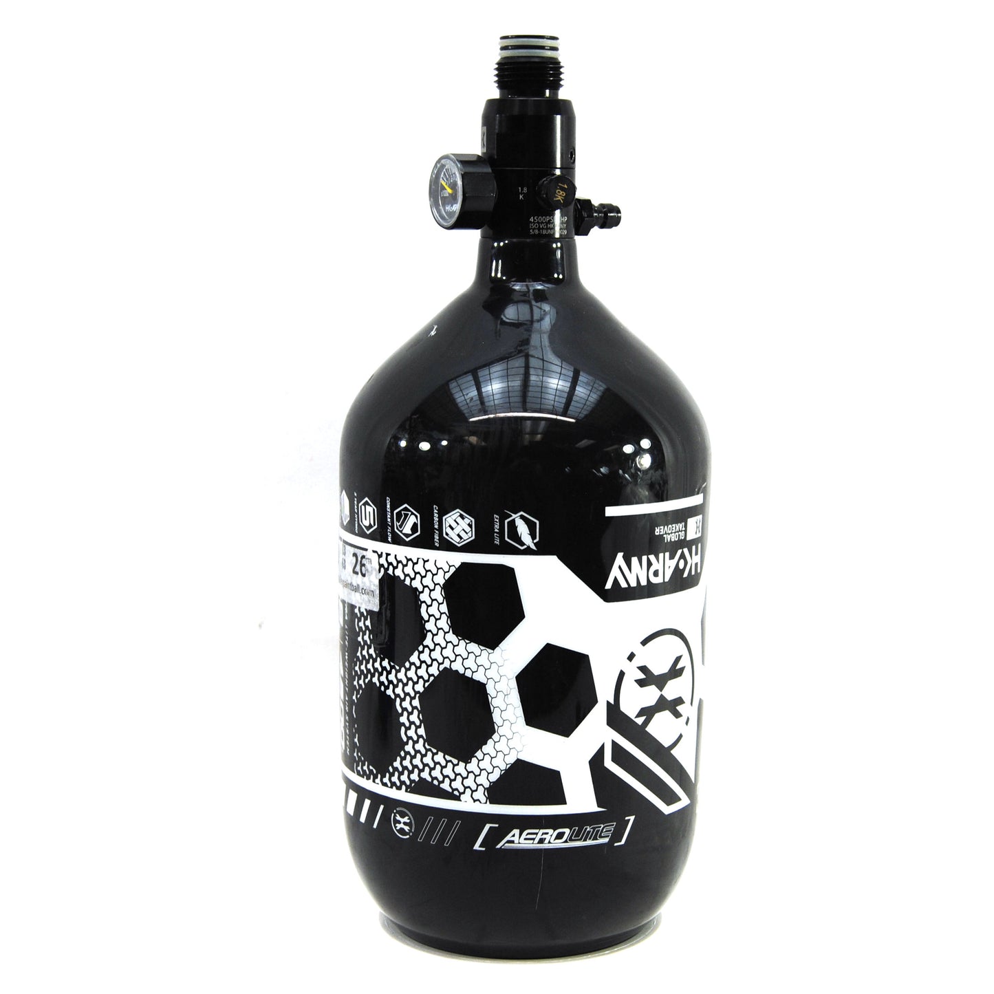 Used HK Army Compressed Air 68ci/4500psi Aerolite Tank - Black/White