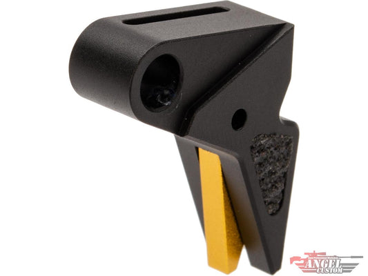 Angel Custom CNC Enhanced Flat Front Competition Style Trigger for KWA ATP Gas Blowback Airsoft Pistols - Black/Gold