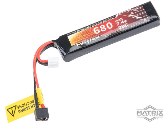 Matrix 7.4v 680mAh LiPo Battery for CYMA AEP Airsoft Guns - Mini For Deans - T-Plug Connector