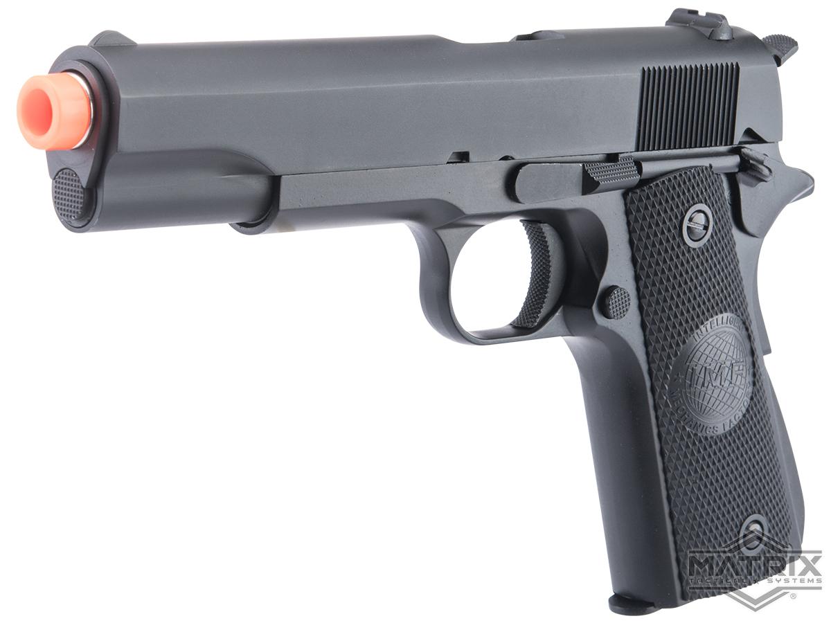 Matrix x Golden Eagle Full Metal M1911A1 Gas Blowback Airsoft Pistol - Black -IMF Grips