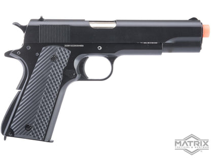 Matrix x Golden Eagle Full Metal M1911A1 Gas Blowback Airsoft Pistol - Black - Golf Ball Grips