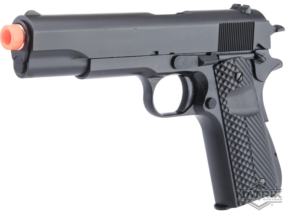Matrix x Golden Eagle Full Metal M1911A1 Gas Blowback Airsoft Pistol - Black - Golf Ball Grips