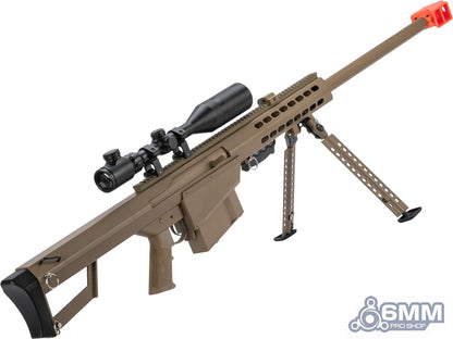 6mmProShop Barrett Licensed M82A1 Bolt Action Powered Airsoft Sniper Rifle - Tan