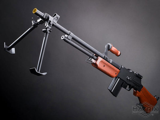 BAR M1918 A2 Full Size Full Metal Airsoft AEG Rifle w/ Steel Bipod by Matrix - Furniture - Imitation Wood