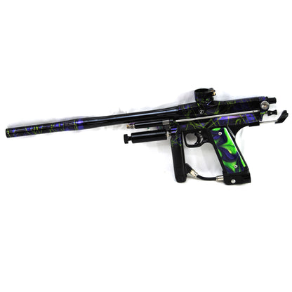 Used Inception Designs Fighter Autococker - Black/Purple w/ Green Splash